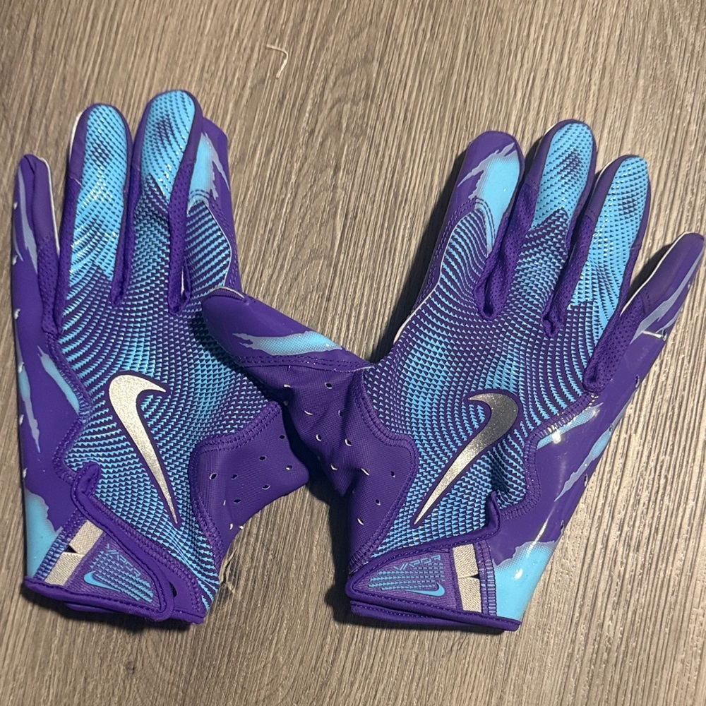 Nike Purple and Blue Football Gloves